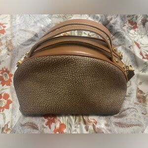 Vintage Borbonese Redwall - Quail dome handbag - suede & leather - designer